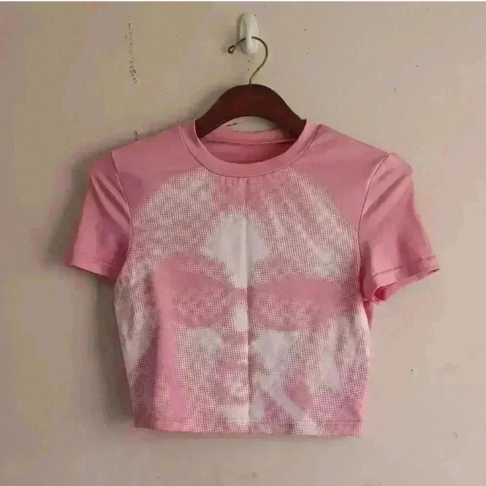 Womens Pink graphic crop top